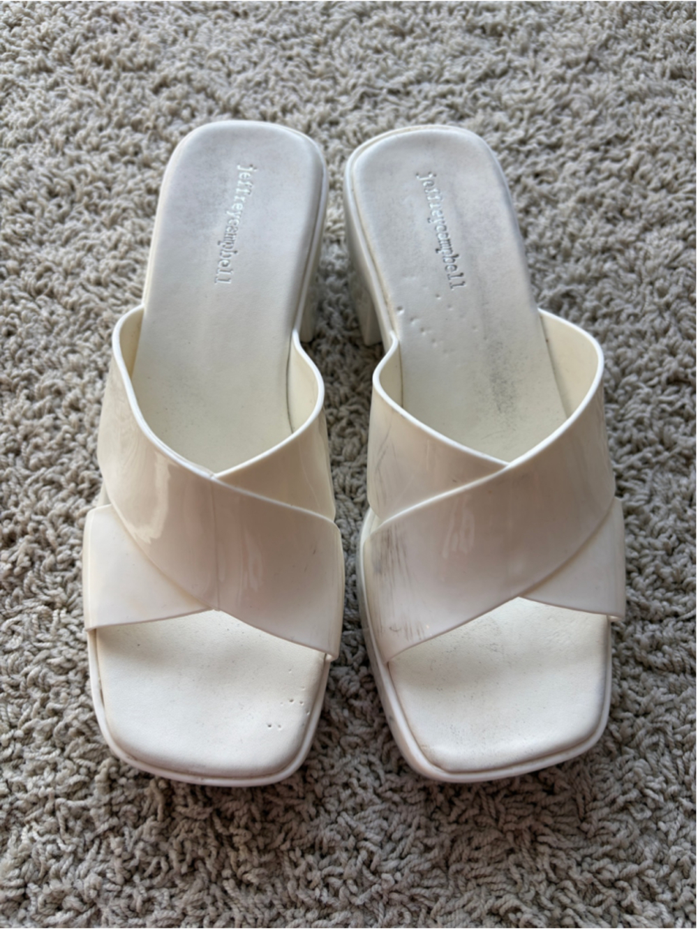 Jeffrey Campbell Bubblegum Platform Sandals Size 9 White Mod Y2K 1960s Retro